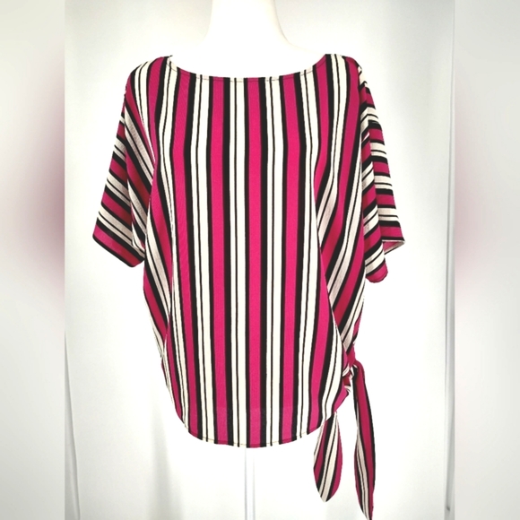Michael Michael Kors Striped Magenta Short Sleeve Top Size S - Picture 1 of 7